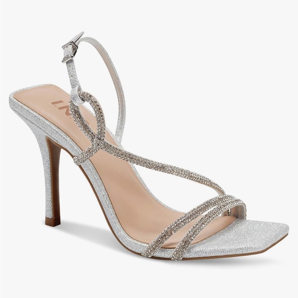 Silver Rhinestone Open toe heel